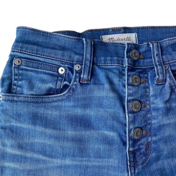 Madewell Cali Demi Boot Jeans Womens Size 25 Raw Hem Button Fly High Rise Flare - Picture 5 of 13